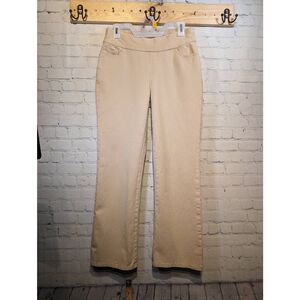 Denim& Company stretchy knit khaki pants 8p *